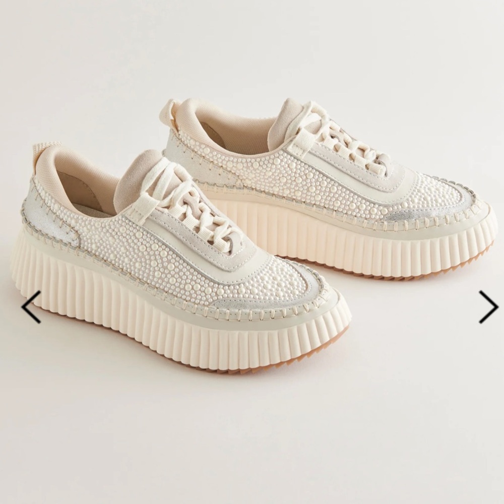 Dolce Vita Dolen Pearl Sneakers: color Vanilla Pearls size 8 (IVORY NOT WHITE) - Picture 1 of 11